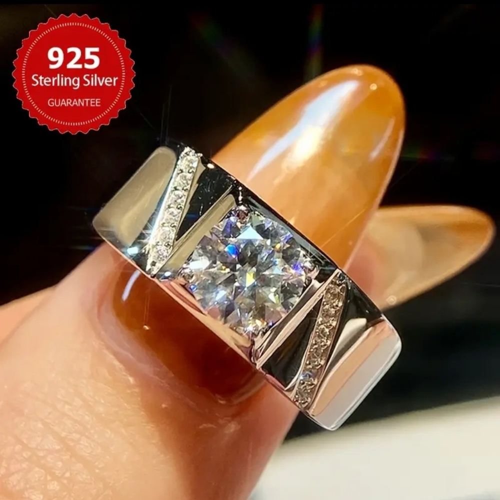 Solitaire Moissanite Ring Luxurious 925 Sterling 925 Silver Wedding Promise Enga
